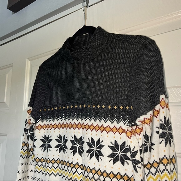 Maurices Fair Isle Mock Neck Mixer Tee Holiday Christmas Waffle Knit Size Small - Picture 4 of 8